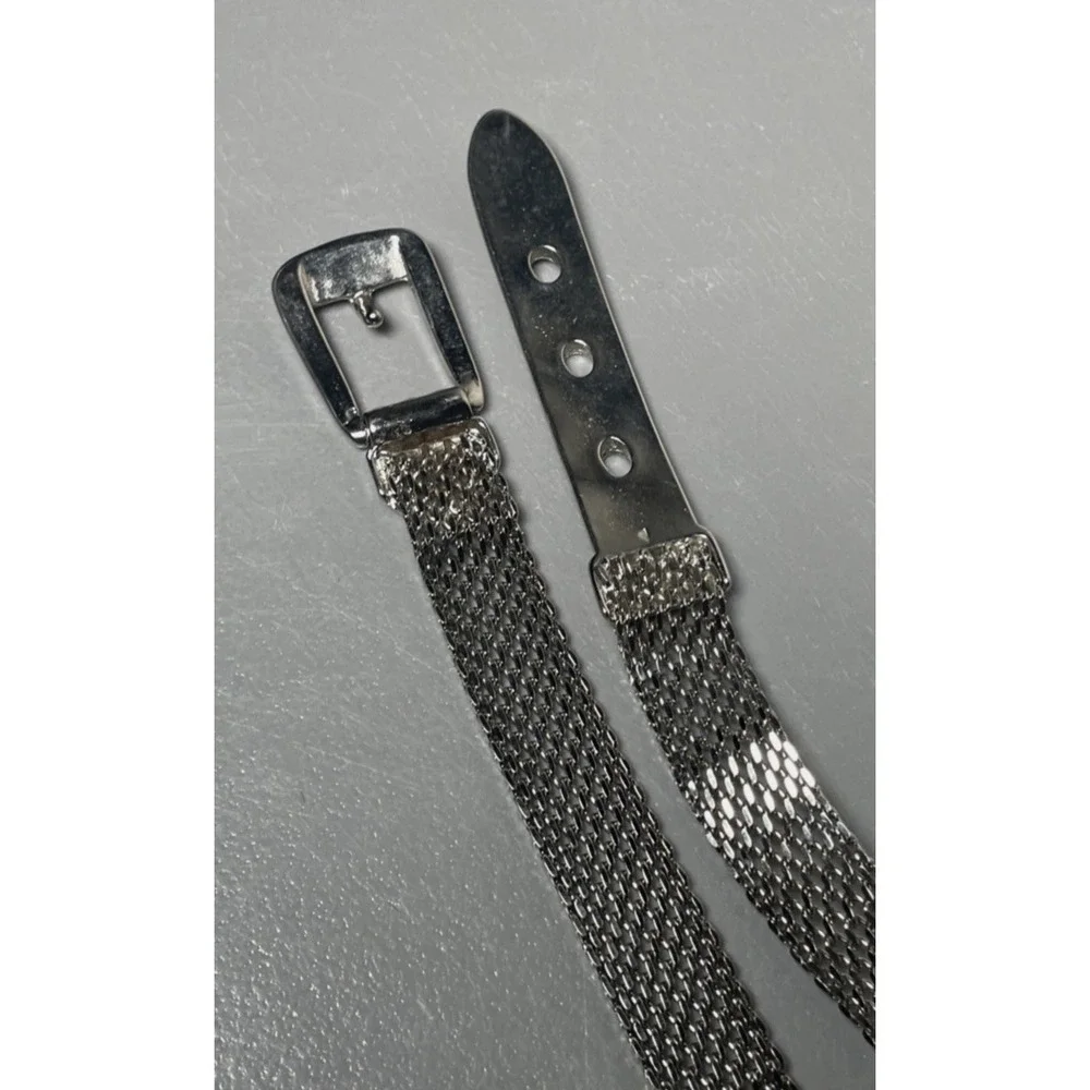 Womens Small‎ Silver Metal Mesh Waist Chain Belt